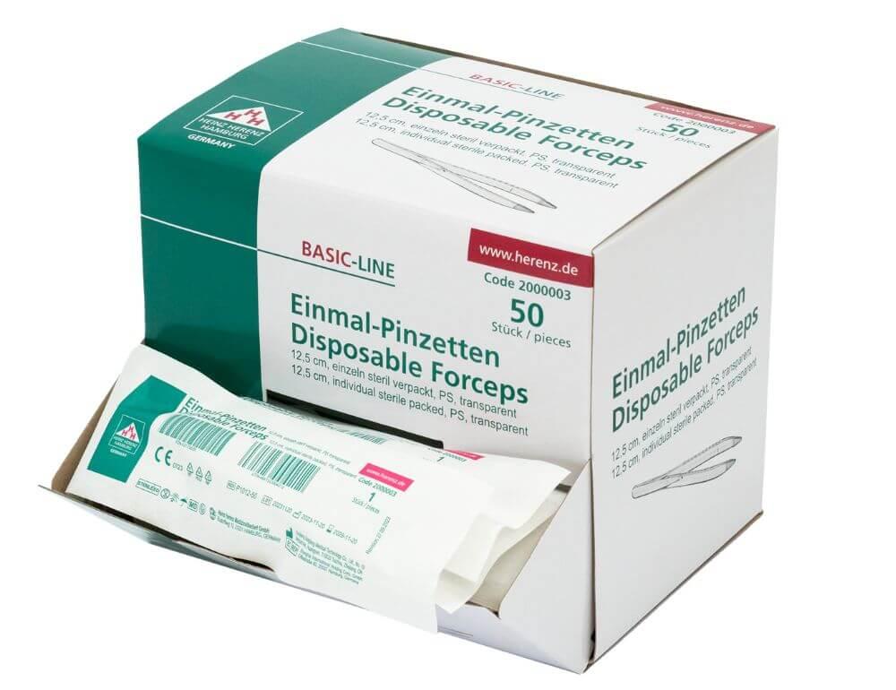 Pincet, steril, plast, engangs, 124 mm