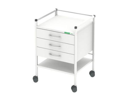 Basisvogn med hjul og 3 skuffer