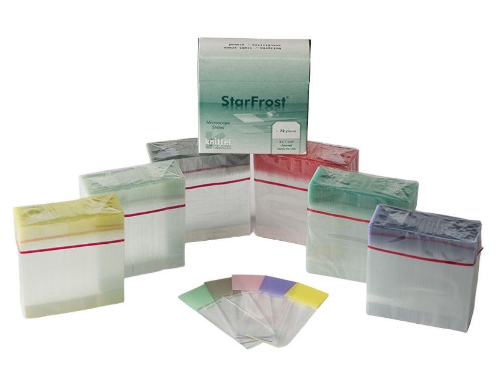 Objektglas, 45° slebne, blå