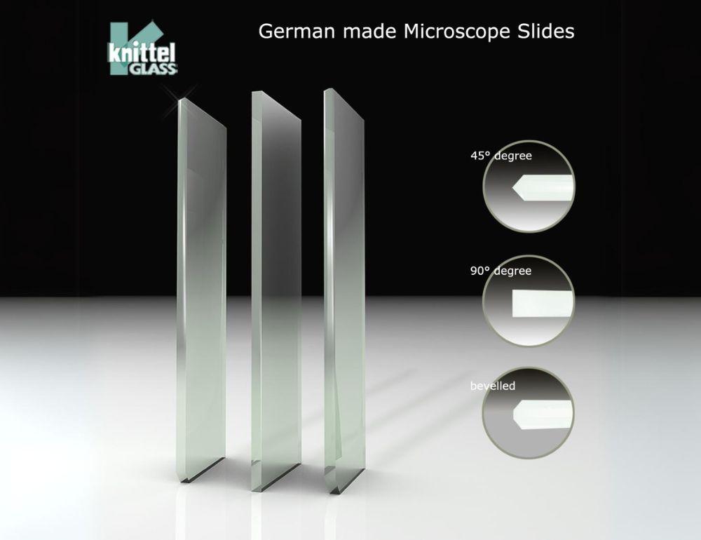 Objektglas, 45° slebne, blå