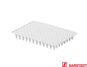 PCR-plade, 100 µl 96 brønde u/skørt hvid