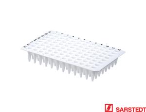 PCR-plade, 200 µl 96 brønde u/skørt hvid